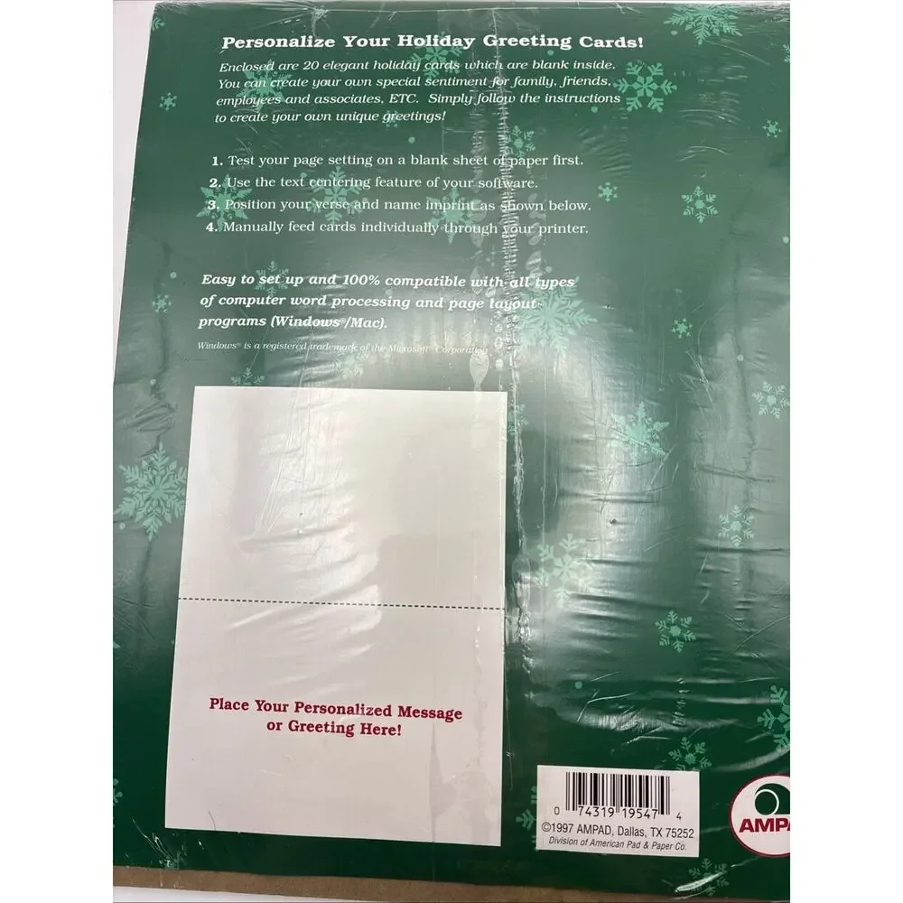 NEW Ampad (20) PERSONALIZE YOUR CHRISTMAS Holiday Cards & ENVELOPES - # 19547